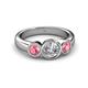 3 - Naava Diamond and Pink Tourmaline Three Stone Engagement Ring 