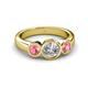 3 - Naava Diamond and Pink Tourmaline Three Stone Engagement Ring 