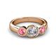 3 - Naava Diamond and Pink Tourmaline Three Stone Engagement Ring 