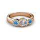 3 - Naava Diamond and Blue Topaz Three Stone Engagement Ring 