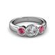 3 - Naava Diamond and Rhodolite Garnet Three Stone Engagement Ring 