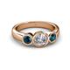 3 - Naava Blue and White Diamond Three Stone Engagement Ring 