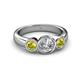 3 - Naava Yellow and White Diamond Three Stone Engagement Ring 