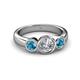 3 - Naava Diamond and London Blue Topaz Three Stone Engagement Ring 