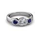 3 - Naava Diamond and Blue Sapphire Three Stone Engagement Ring 