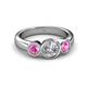 3 - Naava Diamond and Pink Sapphire Three Stone Engagement Ring 