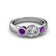 3 - Naava Diamond and Amethyst Three Stone Engagement Ring 