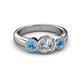 3 - Naava Diamond and Blue Topaz Three Stone Engagement Ring 