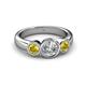 3 - Naava Diamond and Yellow Sapphire Three Stone Engagement Ring 