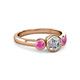 3 - Avrit Diamond and Pink Sapphire Three Stone Engagement Ring 