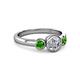 3 - Avrit Diamond and Green Garnet Three Stone Engagement Ring 