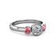 3 - Avrit Diamond and Pink Tourmaline Three Stone Engagement Ring 