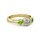 3 - Avrit Diamond and Peridot Three Stone Engagement Ring 