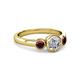 3 - Avrit Diamond and Red Garnet Three Stone Engagement Ring 
