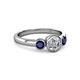 3 - Avrit Diamond and Blue Sapphire Three Stone Engagement Ring 