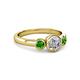 3 - Avrit Diamond and Green Garnet Three Stone Engagement Ring 