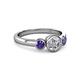 3 - Avrit Diamond and Iolite Three Stone Engagement Ring 