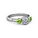 3 - Avrit Diamond and Peridot Three Stone Engagement Ring 