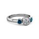 3 - Avrit Blue and White Diamond Three Stone Engagement Ring 