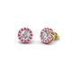1 - Bernice Round Diamond and Pink Sapphire Stud Earrings 