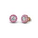1 - Bernice Round Diamond and Pink Sapphire Stud Earrings 