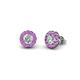 1 - Bernice Round Diamond and Amethyst Stud Earrings 