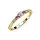 2 - Tresu Diamond and Rhodolite Garnet Three Stone Ring  