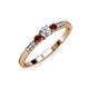 2 - Tresu Diamond and Red Garnet Three Stone Ring  