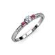 2 - Tresu Diamond and Rhodolite Garnet Three Stone Ring  