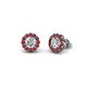 1 - Bernice Round Diamond and Red Garnet Stud Earrings 
