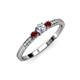 2 - Tresu Diamond and Red Garnet Three Stone Ring  