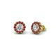 1 - Bernice Round Diamond and Red Garnet Stud Earrings 