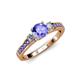 3 - Dzeni 1.37 ctw Tanzanite and Side Natural Diamond with Accented Tanzanite Three Stone Engagement Ring  