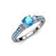 3 - Dzeni 1.39 ctw Blue Topaz and Side Natural Diamond with Accented Blue Topaz Three Stone Engagement Ring  