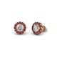 1 - Bernice Round Diamond and Red Garnet Stud Earrings 