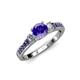 3 - Dzeni 1.23 ctw Iolite and Side Natural Diamond with Accented Iolite Three Stone Engagement Ring  