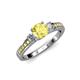 3 - Dzeni 1.41 ctw Yellow Sapphire and Side Natural Diamond with Accented Yellow Sapphire Three Stone Engagement Ring  