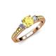3 - Dzeni 1.41 ctw Yellow Sapphire and Side Natural Diamond with Accented Yellow Sapphire Three Stone Engagement Ring  