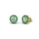 1 - Bernice Round Diamond and Emerald Stud Earrings 