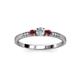 3 - Tresu Diamond and Red Garnet Three Stone Ring  