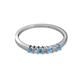 2 - Evia 2.00 mm Princess Cut Blue Topaz and Diamond 7 Stone Wedding Band 
