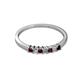 2 - Evia 2.00 mm Princess Cut Red Garnet and Diamond 7 Stone Wedding Band 
