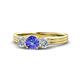1 - Alyssa 5.50 mm Tanzanite and Diamond Thick Shank Three Stone Ring 