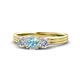 1 - Alyssa 5.50 mm Aquamarine and Diamond Thick Shank Three Stone Ring 