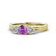 1 - Alyssa 5.50 mm Amethyst and Diamond Thick Shank Three Stone Ring 