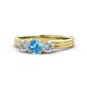 1 - Alyssa 5.50 mm Blue Topaz and Diamond Thick Shank Three Stone Ring 