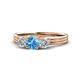 1 - Alyssa 5.50 mm Blue Topaz and Diamond Thick Shank Three Stone Ring 