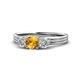1 - Alyssa 5.50 mm Citrine and Diamond Thick Shank Three Stone Ring 