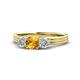 1 - Alyssa 5.50 mm Citrine and Diamond Thick Shank Three Stone Ring 
