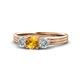 1 - Alyssa 5.50 mm Citrine and Diamond Thick Shank Three Stone Ring 